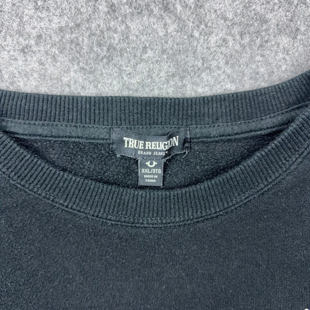 True Religion Sweatshirt Mens 3XL Black‎ TRBJ Crewneck Graphic Pullover Sweater